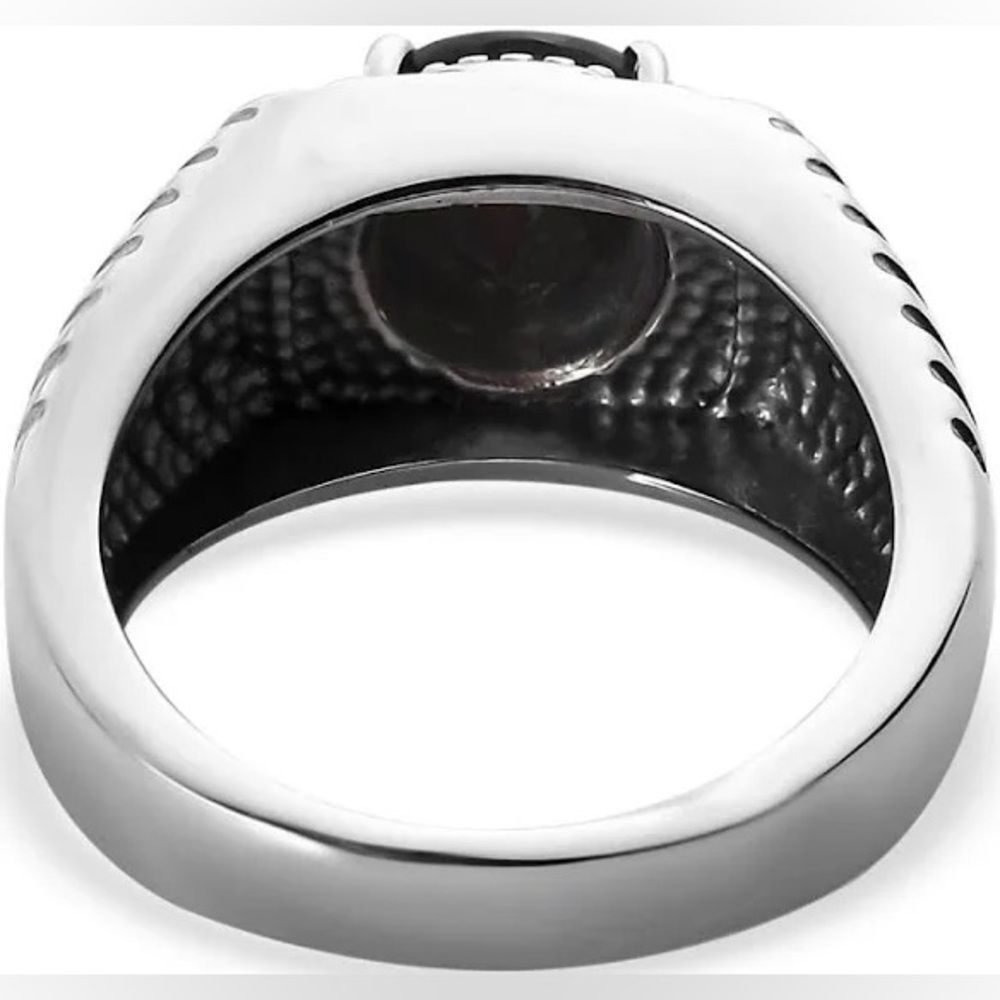 Thai Black Spinel 3.20 ctw Men's Ring in Stainless Steel NWT - Picture 6 of 11
